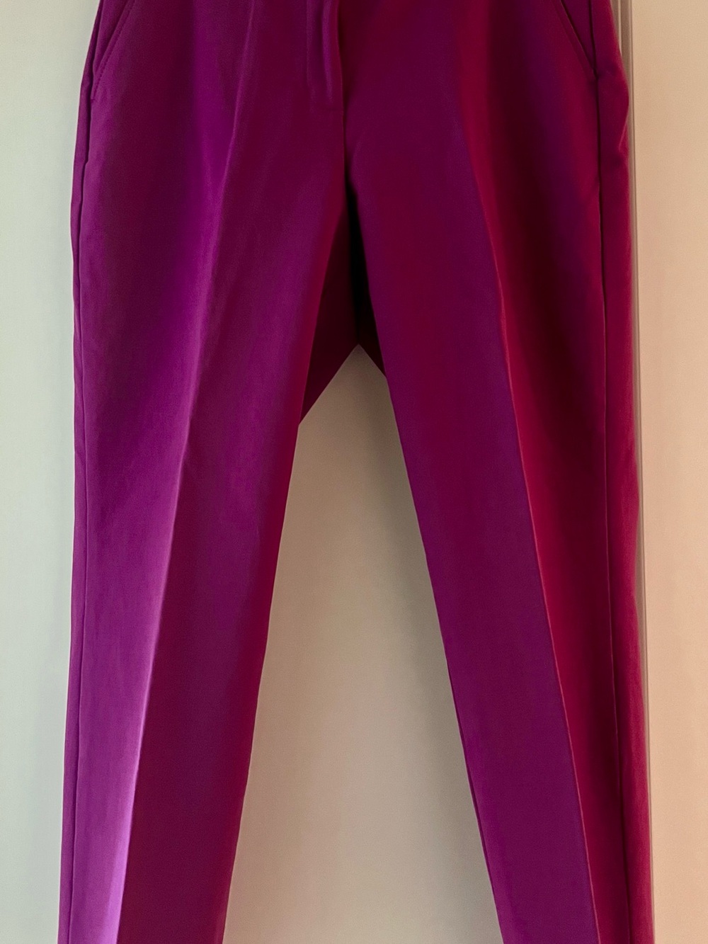 White House Black Market Cropped Tapered Pants in Berry Plum